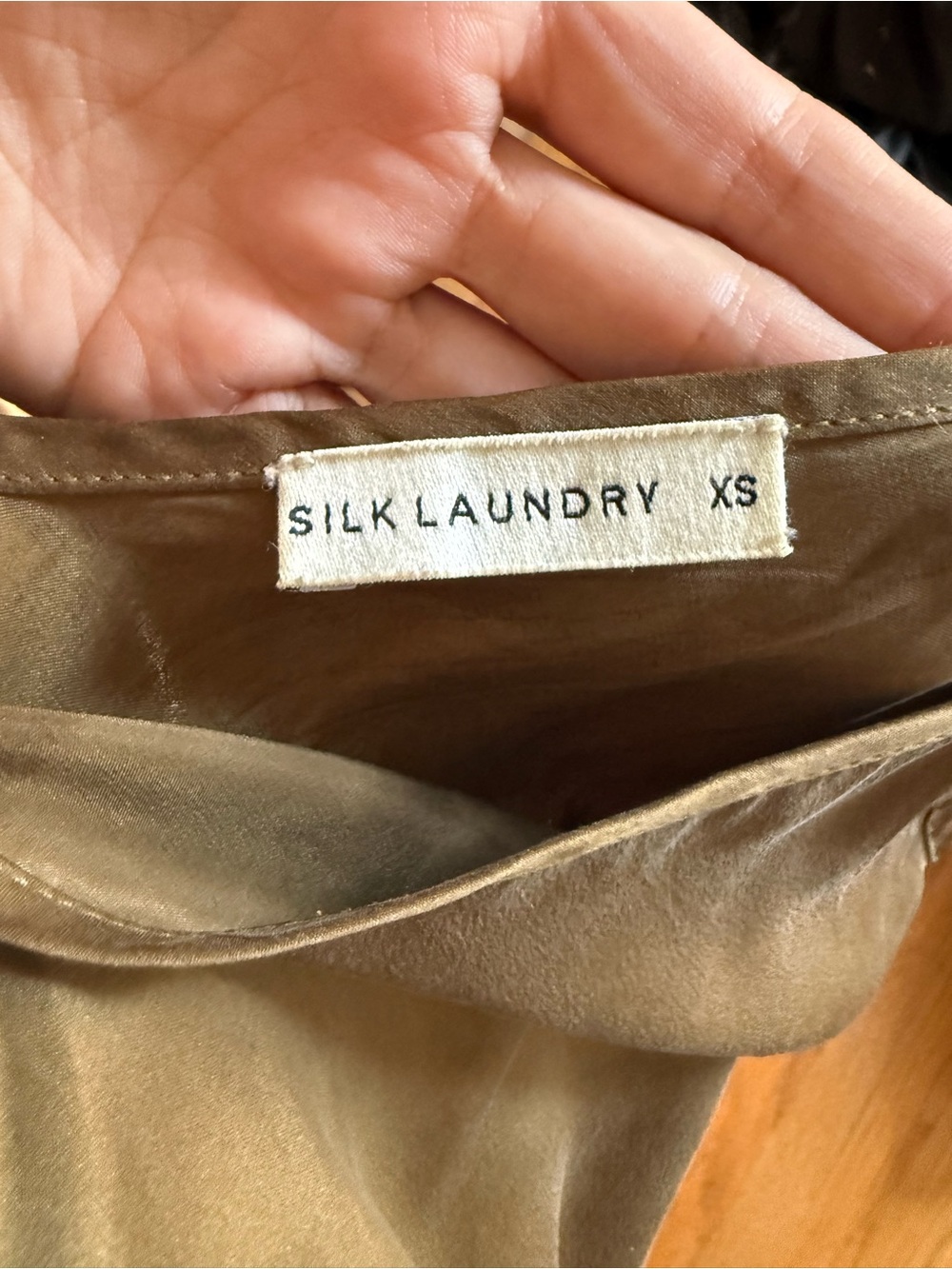 Silk Laundry 100% Silk 90s Midi Slip Dress Olive Brown XS - Picture 4 of 4